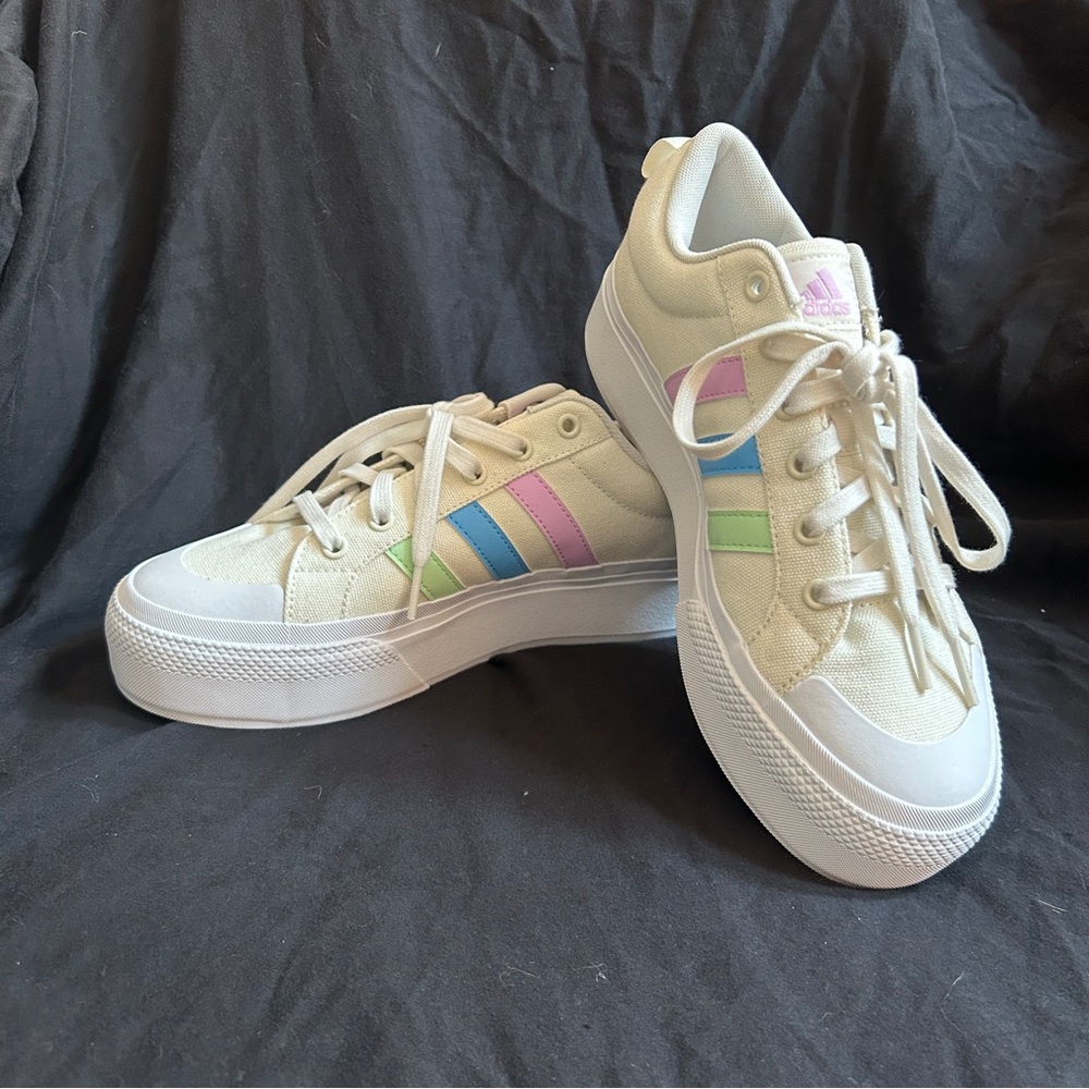 Adidas Women’s Off White and Pastel Sneakers